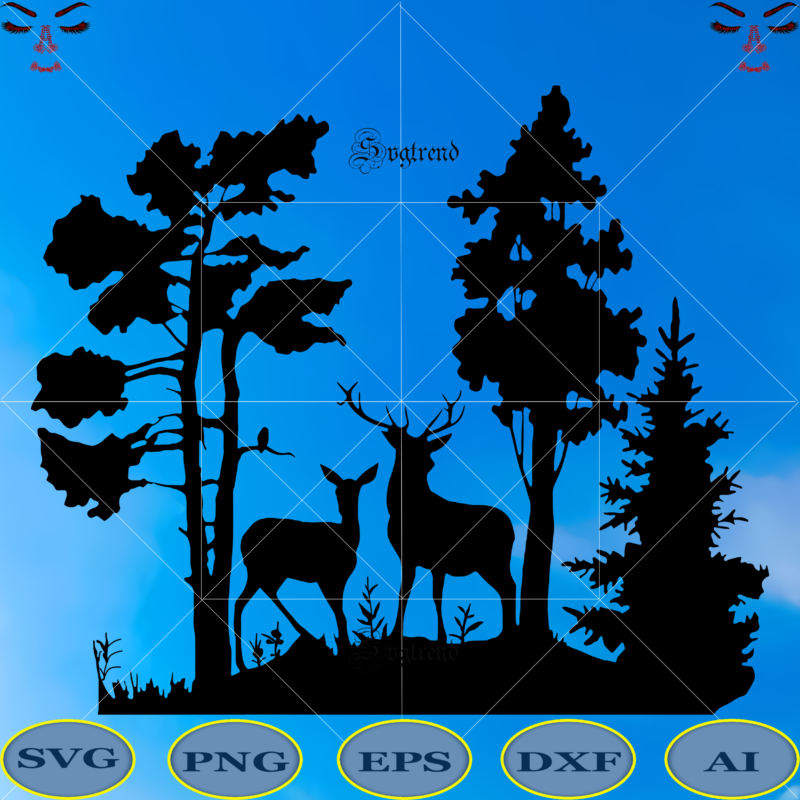 Deer Svg, Deer vector, Deer logo, Animals Svg File, Double deer in the forest Svg Vector Graphics, Deers Svg Design, Animals vector File