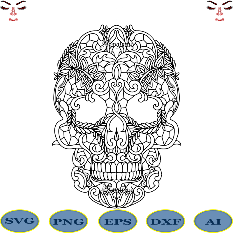 Halloween, Sugar Skull Svg, Sugar Skull vector, Sugar Skull logo, Skull logo, Skull Png, Skull Svg, Skull vector, Sugar skull art vector, Sugar Skull With Flower logo, Sugar skull with