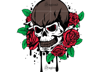 Skull with roses Svg, Halloween, Sugar Skull Svg, Sugar Skull vector, Sugar Skull logo, Skull logo, Skull Png, Skull Svg, Skull vector, Sugar skull art vector, Sugar Skull With Flower