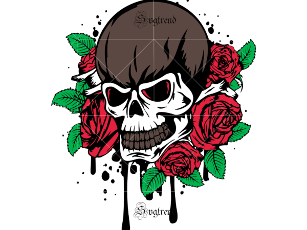 Skull with roses svg, halloween, sugar skull svg, sugar skull vector, sugar skull logo, skull logo, skull png, skull svg, skull vector, sugar skull art vector, sugar skull with flower