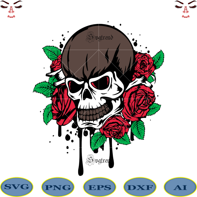 Skull with roses Svg, Halloween, Sugar Skull Svg, Sugar Skull vector, Sugar Skull logo, Skull logo, Skull Png, Skull Svg, Skull vector, Sugar skull art vector, Sugar Skull With Flower