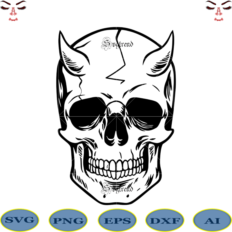 Devil skull Svg, Demon Head Skull Vector, Halloween, Sugar Skull Svg, Sugar Skull vector, Sugar Skull logo, Skull logo, Skull Png, Skull Svg, Skull vector, Sugar skull art vector, Sugar