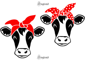 2 bundles of cow heads, Cow head bundle logo, Cow head with bandana svg png eps dxf, Cow face Svg, Cow head svg, Farm svg, heifer svg, Cow face clipart, cow cricut, Cow cut file, bandana