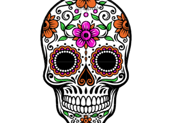 Skull with flower vector, Sugar Skull Svg, Skull Svg, Skull vector, Sugar skull art vector, Skull with flower Svg, Skull Tattoos Svg, Halloween, Day of the dead Svg, Calavera Svg,