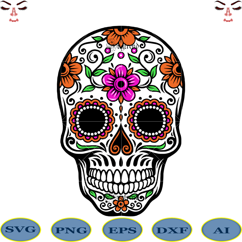 Download Skull with flower vector, Sugar Skull Svg, Skull Svg ...