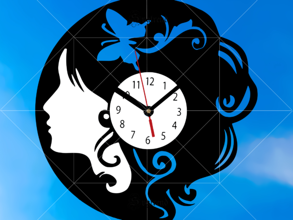 Clock svg, clock has a girl’s face svg, wall clock svg, butterfly svg, vinyl record membership club svg, subscription service for music discovery svg, vinyl record membership club logo t shirt vector file