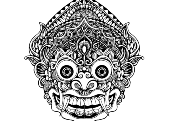 Barong Svg, Barong logo, Barong skulls are used for Halloween makeup and vector tattoos, Skulls are used to dress up during Halloween, Barong mask drawing Svg, Barong vector Art, Devil