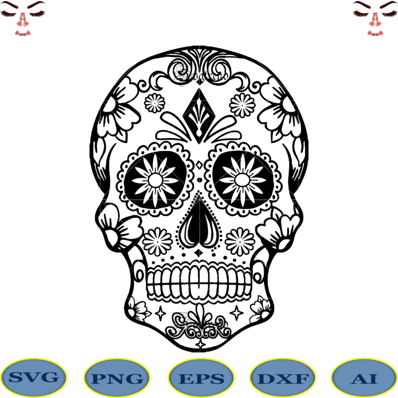 Halloween, Sugar Skull Svg, Sugar Skull vector, Sugar Skull logo, Skull logo, Skull Png, Skull Svg, Skull vector, Sugar skull art vector, Sugar Skull With Flower logo, Sugar skull with