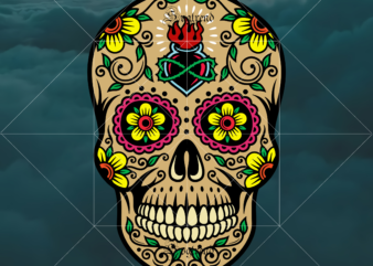 Sugar Skull Svg, Sugar Skull vector, Sugar Skull logo, Skull logo, Skull Png, Skull Svg, Skull vector, Sugar skull art vector, Skull with flower Svg, Sugar Skull With Flower logo,