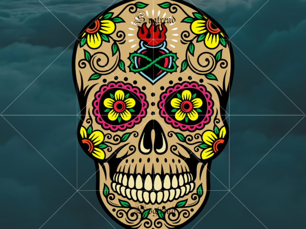 Sugar skull svg, sugar skull vector, sugar skull logo, skull logo, skull png, skull svg, skull vector, sugar skull art vector, skull with flower svg, sugar skull with flower logo,