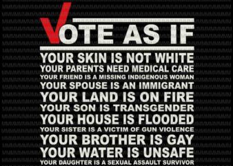 Vote As If svg, Your skin is not white svg, Vote Blue svg, funny vote svg, funny quote svg, png, dxf, eps, ai files