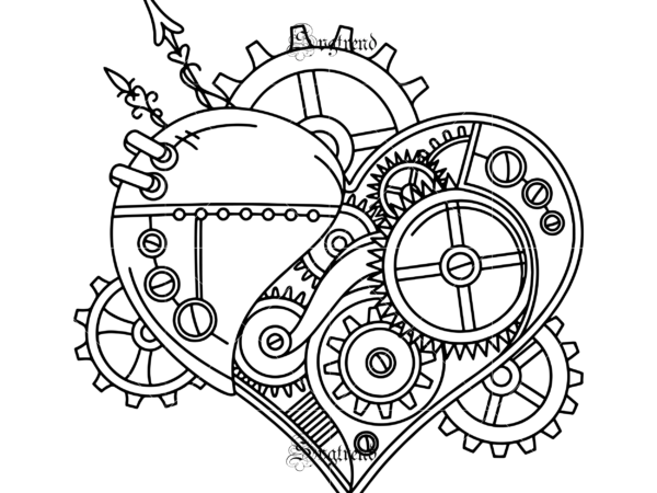 Heart logo, heart svg, steampunk heart svg, the heart has a valve that leads into the breathing circuit svg, mandala logo, mandala vector