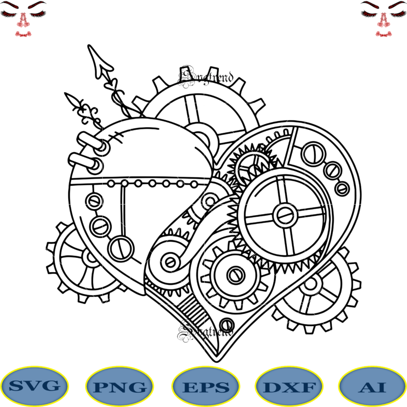Heart logo, Heart Svg, Steampunk Heart Svg, The heart has a valve that leads into the breathing circuit Svg, Mandala logo, Mandala vector
