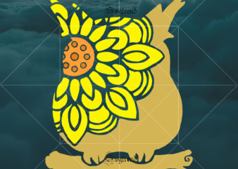Owl vector, Owl logo, Owl Svg, Owl Mandala Svg, Owl sunflower Svg, Floral motifs mixed black and white vector, Owl mandala svg, owl cut file, owl zentangle svg vector dxf