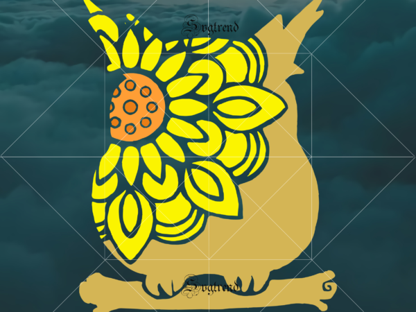 Owl vector, owl logo, owl svg, owl mandala svg, owl sunflower svg, floral motifs mixed black and white vector, owl mandala svg, owl cut file, owl zentangle svg vector dxf