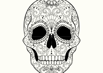 Sugar Skull Svg, Sugar Skull vector, Sugar Skull logo, Skull logo, Skull Png, Skull Svg, Skull vector, skull vector, Sugar skull art vector, Sugar Skull With Flower logo, Sugar skull
