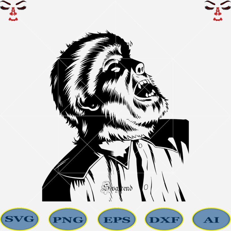 Wolfman vector, Wolfman logo, Wolfman Svg, Werewolf Svg, illustration Svg, Horror Svg, Werewolf portrait Svg, Howling werewolf Svg, Werewolf png, Werewolf vector, Werewolf logo, Devil vector illustration vector, The Wolfman