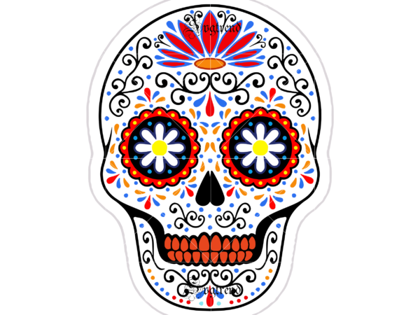 Sugar skull svg, skull svg, skull vector, sugar skull art vector, skull with flower svg, skull tattoos svg, halloween, day of the dead svg, calavera svg, mandala skull, mexican skull