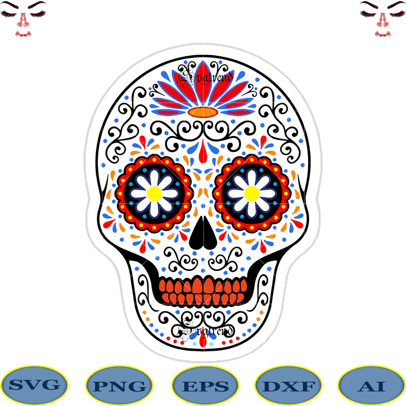 Download Sugar Skull Svg, Skull Svg, Skull vector, Sugar skull art ...