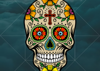 Halloween, Sugar Skull Svg, Sugar Skull vector, Sugar Skull logo, Skull logo, Skull Png, Skull Svg, Skull vector, Sugar skull art vector, Sugar Skull With Flower logo, Sugar skull with