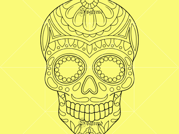 Download Sugar Skull With Flower Svg, Sugar skull Svg, Halloween ...