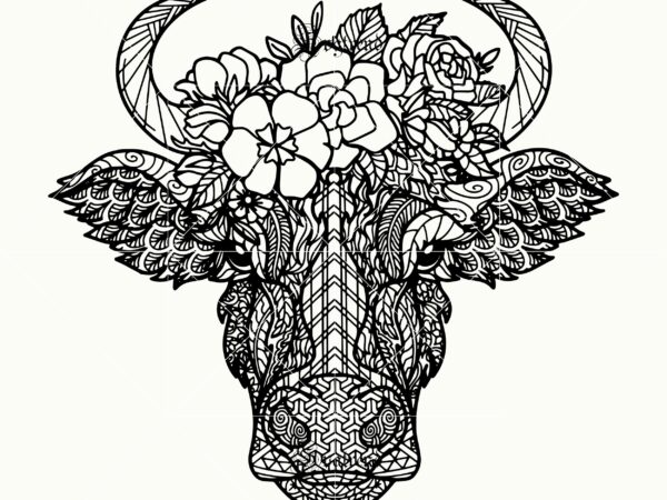 Cow skull logo, cow skull svg, cow skull vector, cow skull with flowers svg, cow skull mandala svg, skulls are used to dress up during halloween svg, halloween death svg,
