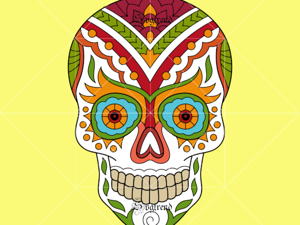 Skull with flower vector, sugar skull svg, skull svg, skull vector, skull logo, sugar skull vector, sugar skull logo, skull with flower svg, skull tattoos svg, halloween, day of the