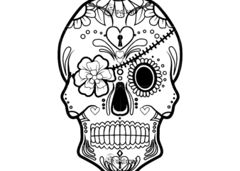 Halloween, Sugar Skull Svg, Sugar skull headband and flowers Svg, Sugar Skull vector, Sugar Skull logo, Skull logo, Skull Png, Skull Svg, Skull vector, Sugar skull art vector, Sugar Skull