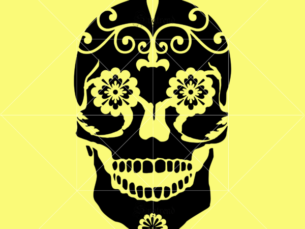 Sugar skull with flower svg, sugar skull svg, sugar skull with flower vector, sugar skull with flower logo, sugar skull art vector, skull png, skull svg, skull vector, skull logo,
