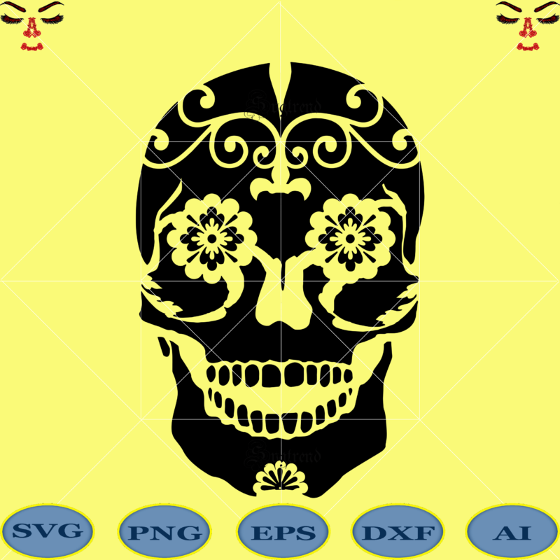 Sugar Skull With Flower Svg, Sugar skull Svg, Sugar Skull With Flower vector, Sugar Skull With Flower logo, Sugar skull art vector, Skull Png, Skull Svg, Skull vector, Skull logo,