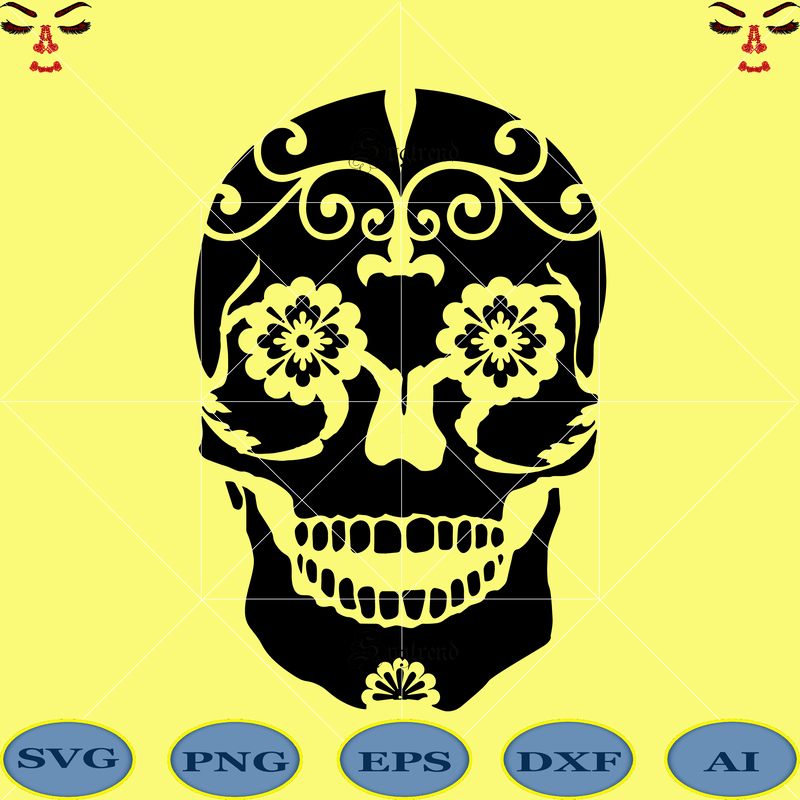 Download Sugar Skull With Flower Svg, Sugar skull Svg, Sugar Skull ...