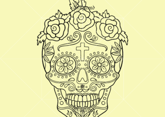 Sugar Skull With Roses vector, Roses Svg, Skull With Roses Svg, Sugar skull Svg, Sugar skull art vector, Skull Png, Skull Svg, Skull vector, Skull logo, Day of the dead