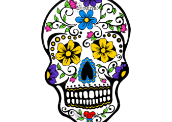 Skull with flower vector, Sugar Skull Svg, Skull Svg, Skull vector, Sugar skull art vector, Skull with flower Svg, Skull Tattoos Svg, Halloween, Day of the dead Svg, Calavera Svg, Mandala Skull, Mexican Skull vector.