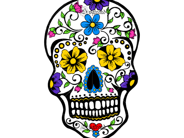 Download Skull With Flower Vector Sugar Skull Svg Skull Svg Skull Vector Sugar Skull Art Vector Skull