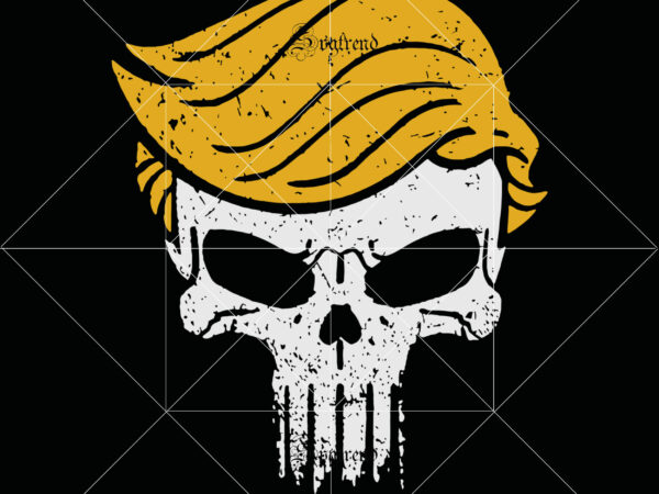 Skull trump svg, funny trump svg, halloween svg, skull trump logo, skull trump vector, skull trump punisher parody svg, day of the dead svg