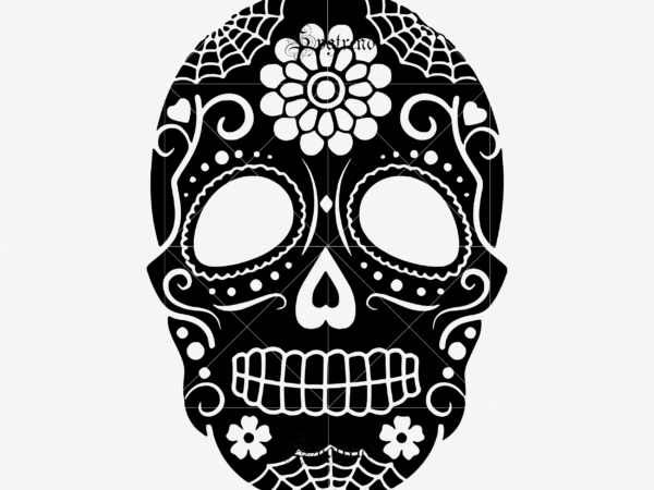 Sugar skull svg, skull svg, skull vector, sugar skull art vector, skull with flower svg, skull tattoos svg, halloween, day of the dead svg, calavera svg, mandala skull, mexican skull