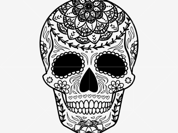 Sugar skull svg, skull svg, skull vector, sugar skull art vector, skull with flower svg, skull tattoos svg, halloween, day of the dead svg, calavera svg, mandala skull, mexican skull