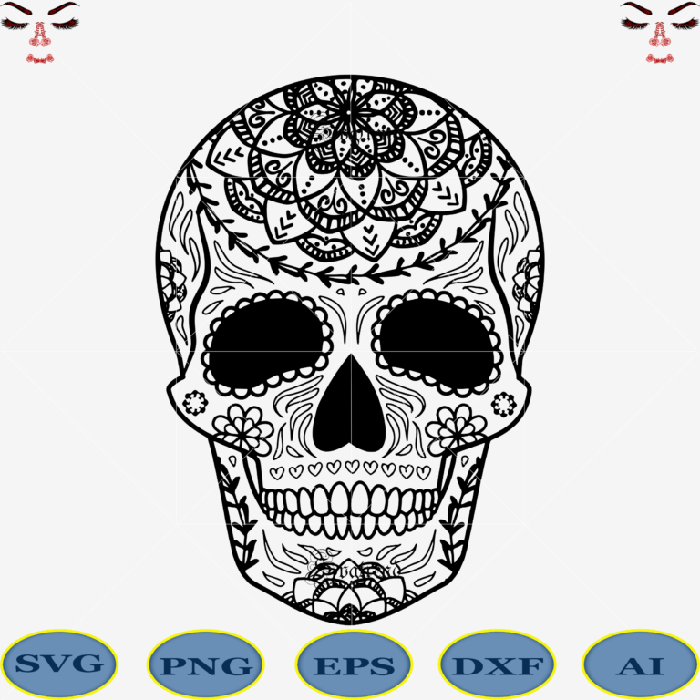 Sugar Skull Svg, Skull Svg, Skull vector, Sugar skull art vector, Skull