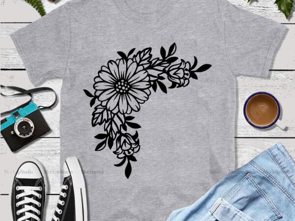 Flowers frame svg cut file, daisy flower svg, floral frame svg png, floral border svg png, floral ornament svg png, wedding frame svg t shirt graphic design