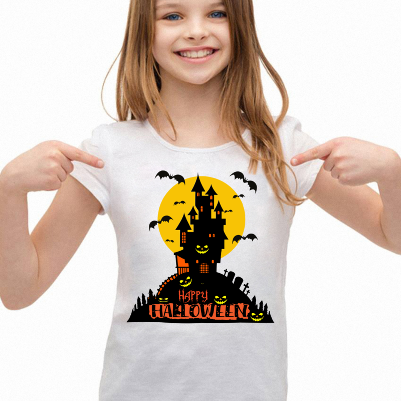 Haunted castle and bat in Halloween costume festival vector, Hallowe'en vector, All Hallowe'en logo, All Hallows' Eve Svg, All Saints' Eve vector, Day of the dead vector, Happy Halloween Cut