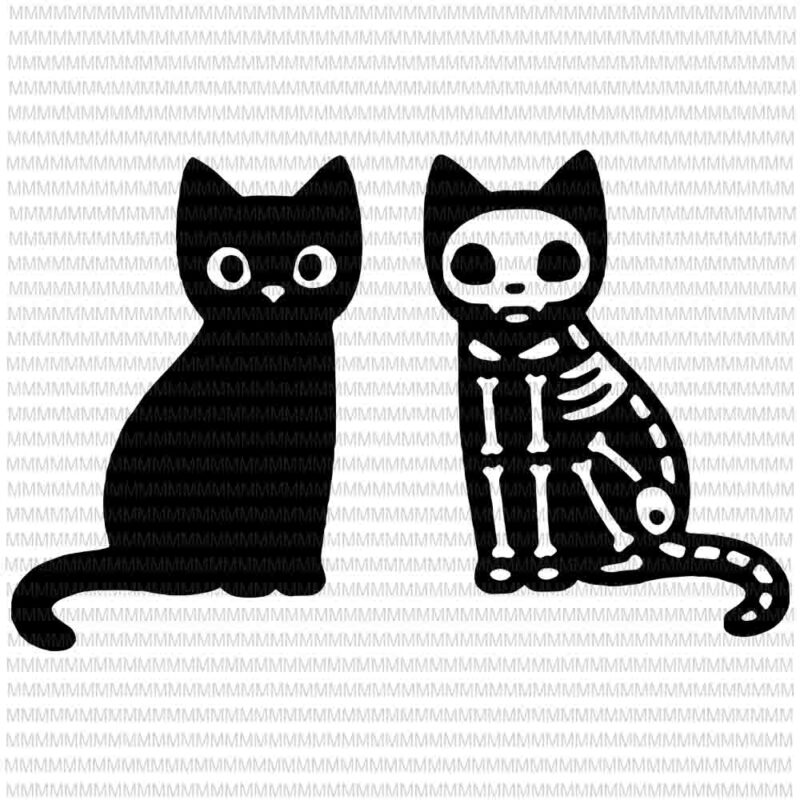 Halloween skeleton cat svg, cat halloween svg, Halloween svg, Witch svg, Halloween Witch svg, Funny Halloween svg, Women’s Halloween svg,