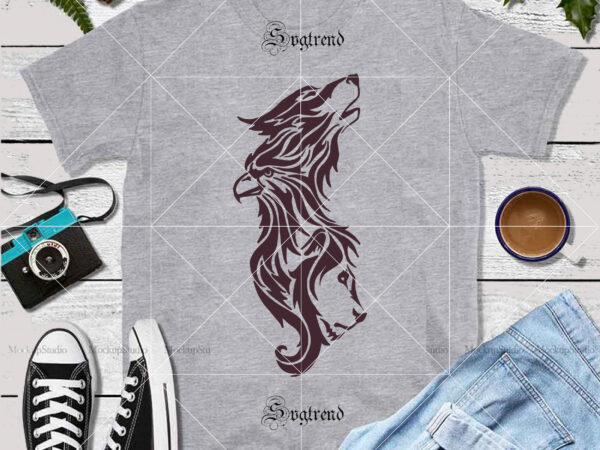Eagle tattoo with wolf and lion combination vector, combination of eagle lion and wolf svg, eagle tattoo with wolf and lion combination svg, wolf tattoo artist svg, eagle tattoo artist