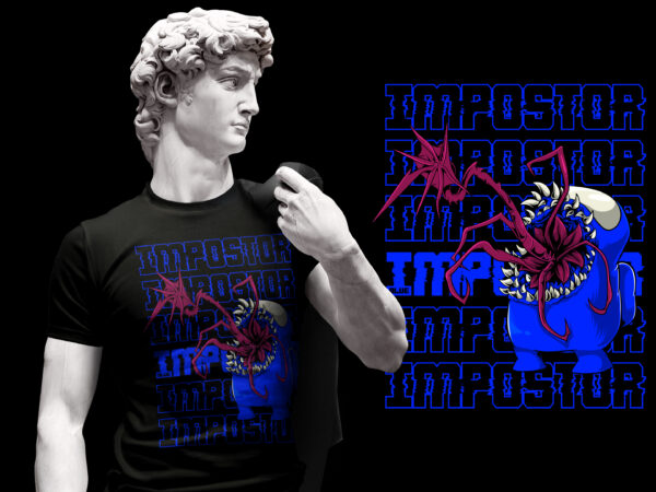 Impostor among us red and blue tshirt design