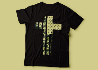 USA camo army cross | USA flag ripped design | army military