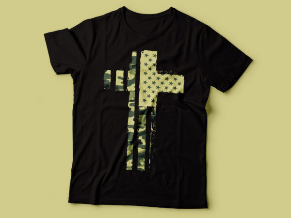 Usa camo army cross | usa flag ripped design | army military