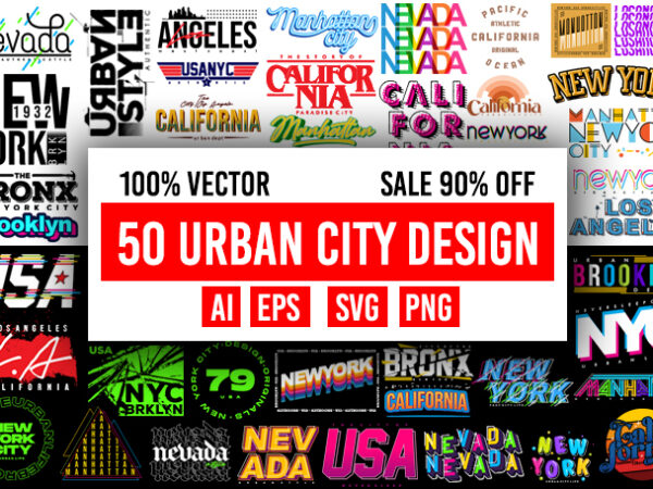 50 urban city design bundle 100% vector ai, eps, svg, png,