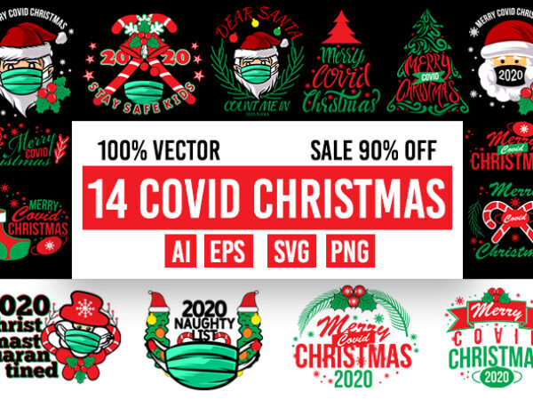 14 covid christmas design 100% vector ai, eps, svg, png transparent