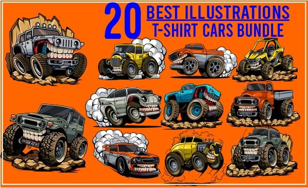 20 best illustrations tshirt cars bundle