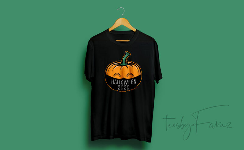 Halloween 2020 T shirt | Pumpkin with mask | Ready to print