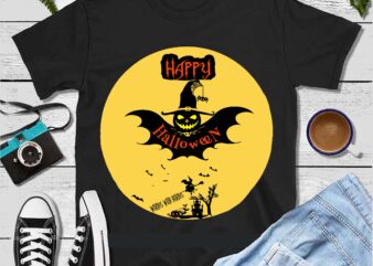 Halloween horror and creepy t-shirt design with full moon silhouettes. Designing t-shirts for commercial and print purposes, happy halloween svg, day of the dead vector, happy halloween cut file, happy